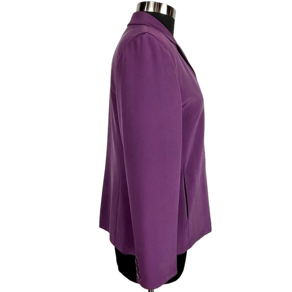 TALBOTS 90'S PURPLE SILK 3 BUTTON NOTCH COLLAR BLAZER JACKET - Picture 4 of 16